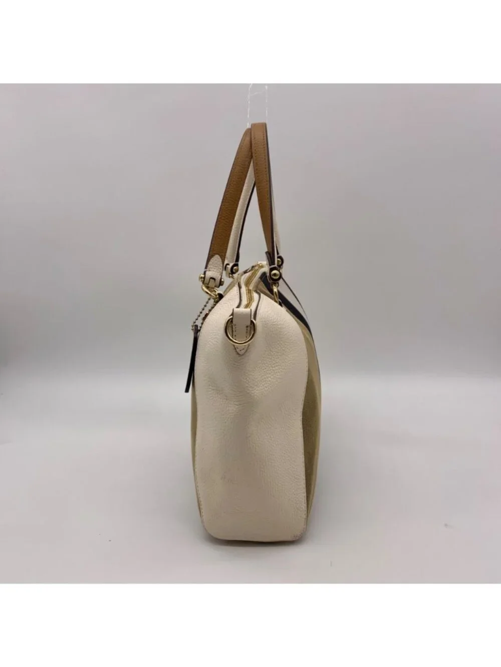 Coach Jacquard Fabric And Pebbled Leather 2Way Satchel